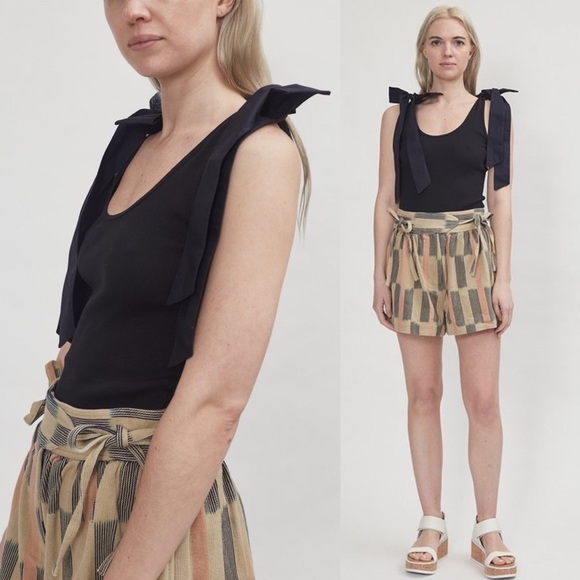 NWT Ulla Johnson Bailey Bow Shoulder Cotton Tank in Noir Black Size Small - Picture 10 of 11